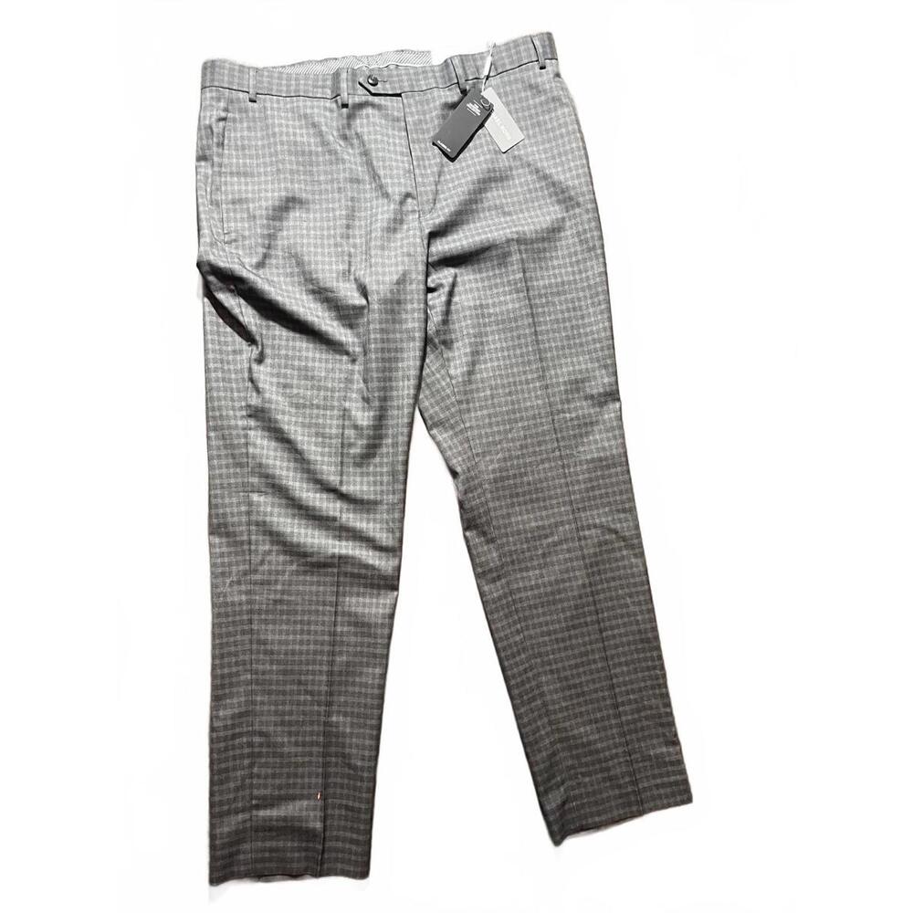 Michael Kors Classic Fit Gray Plaid Dress Pants Men’s 40x32 Stretch Slacks NWT‎